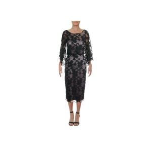 Elegant Black Lace Midi Dress